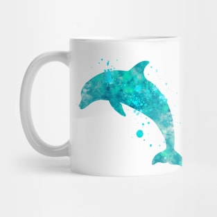 Turquoise Dolphin Watercolor Painting Mug